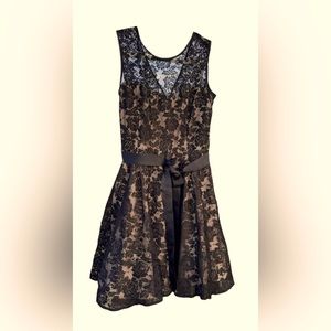Betsy & Adam (B&A) Black Lace Overlay Cocktail Dress, Size 8